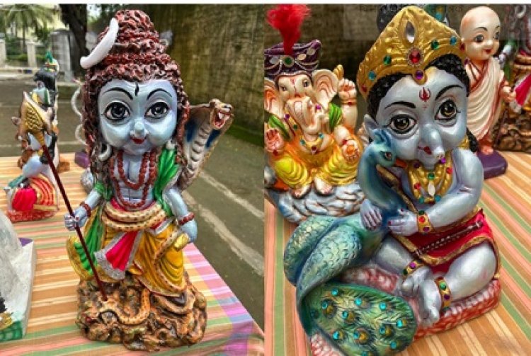 आस्था के साथ पर्यावरण संरक्षण का संदेश दे रही बंदियों की गणेश प्रतिमाएं