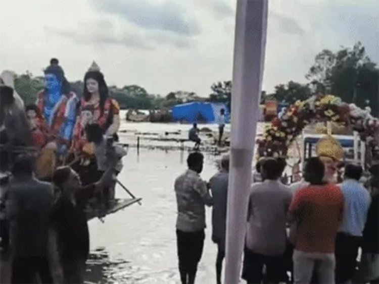 बढ़ते जलस्तर से गणेश विसर्जन रुका